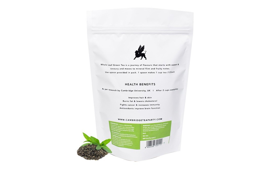Cambridge Tea party Green Tea Hand Picked Long Leaf    Pack  180 grams